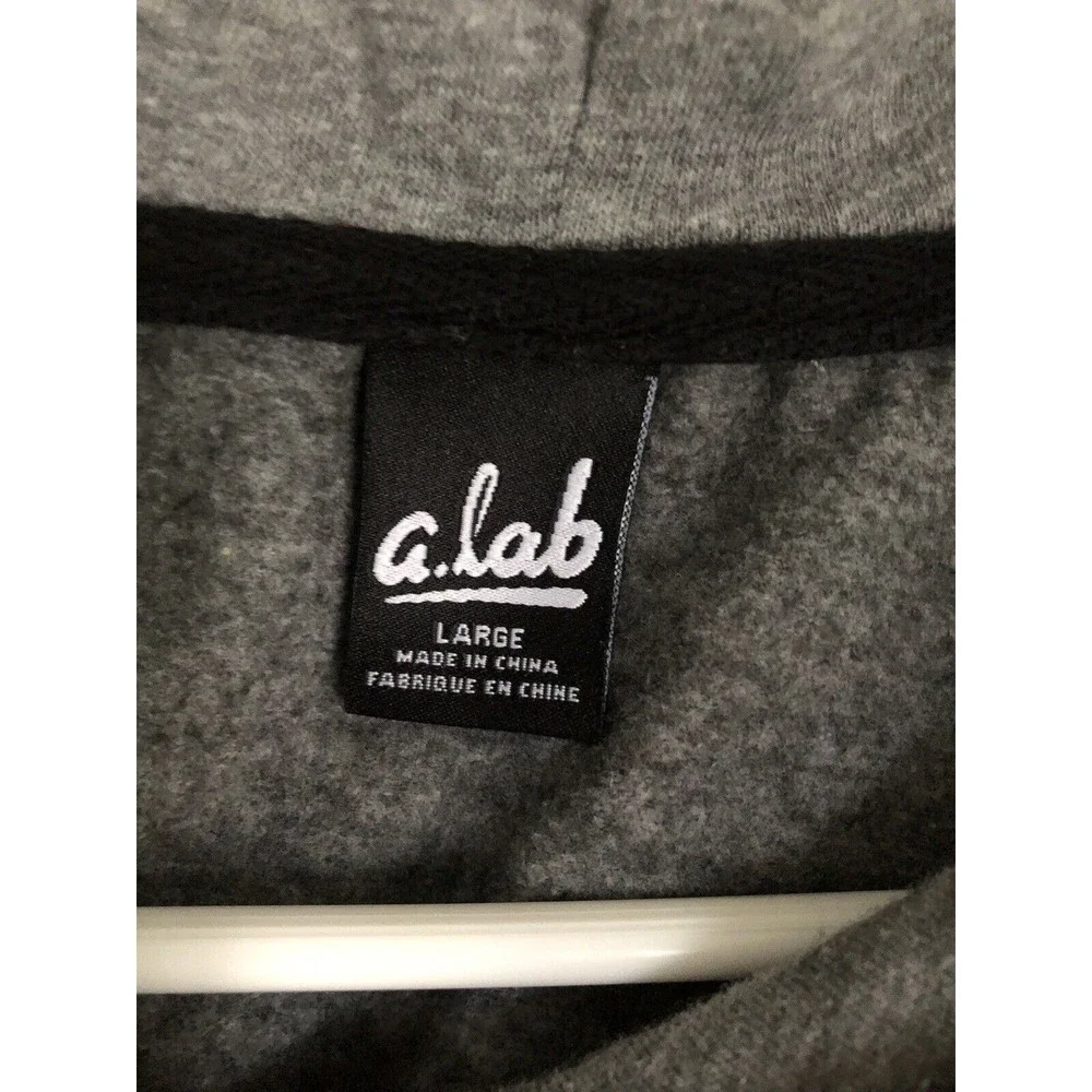 Zumiez Womans Gray Emoji Cropped Hoodie by A. Lab Ying-Yang Winking Pizza Size L - Picture 4 of 5